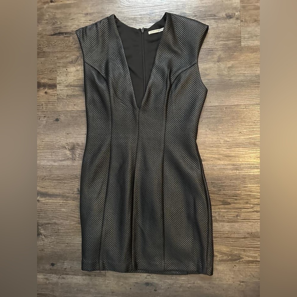 Black faux leather dress